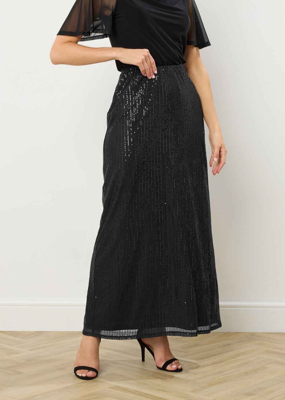 Long Tall Sally Black Sequin Maxi Skirt