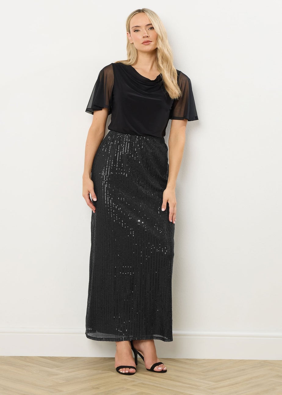 Long Tall Sally Black Sequin Maxi Skirt