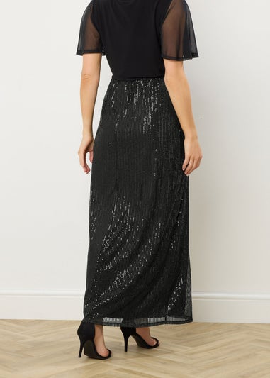 Long Tall Sally Black Sequin Maxi Skirt