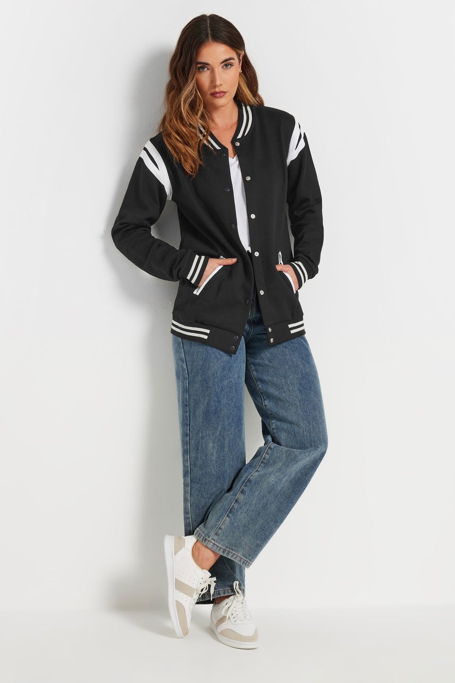 Long Tall Sally Black Varsity Bomber Jacket