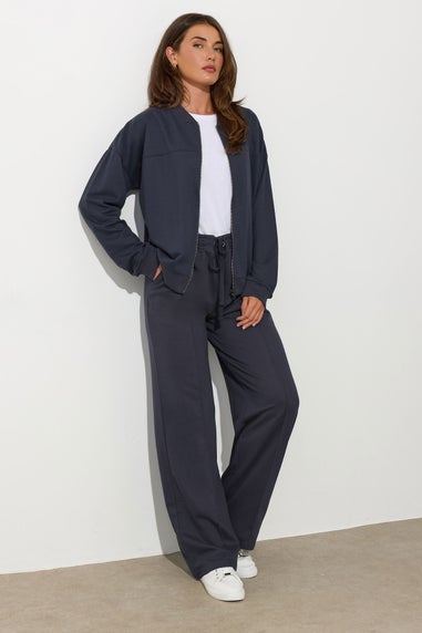 Long Tall Sally Navy Blue Jersey Bomber Jacket