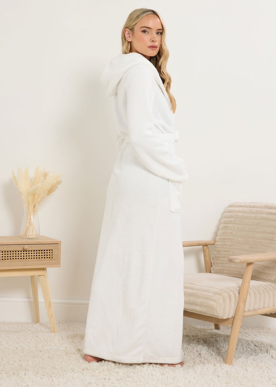 Long Tall Sally White Super Soft Fleece Maxi Dressing Gown