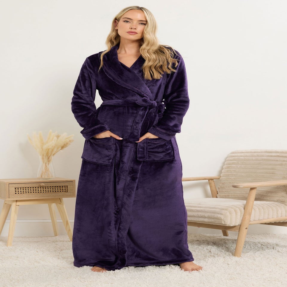 Long Tall Sally Purple Shawl Collar Maxi Dressing Gown