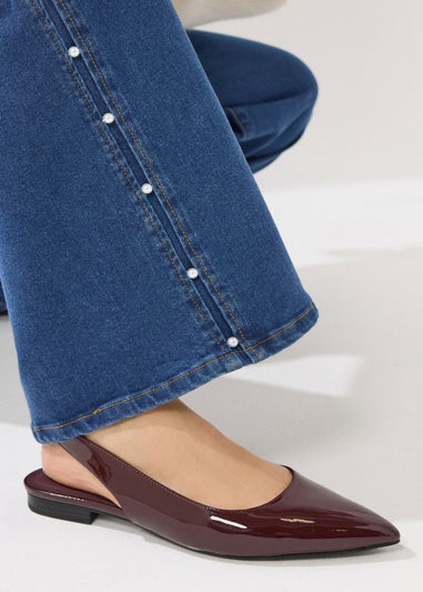 Long Tall Sally Dark Blue Pearl Detail Wide Leg Jeans