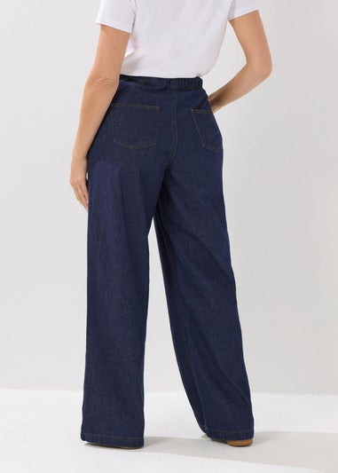 Long Tall Sally Indigo Blue Tie Waist Wide Leg Jeans