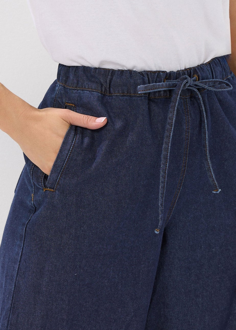 Long Tall Sally Indigo Blue Tie Waist Wide Leg Jeans