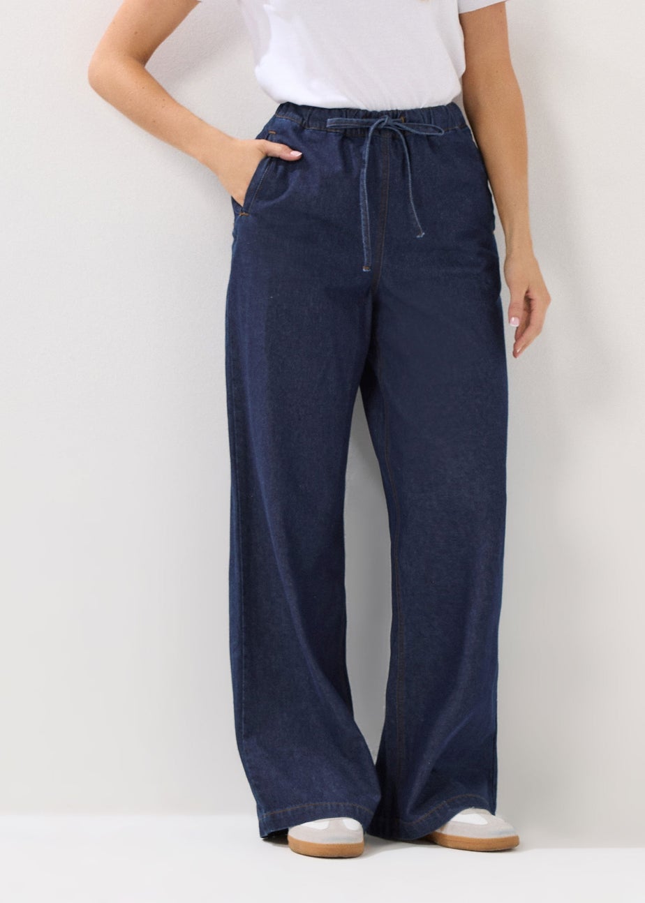 Long Tall Sally Indigo Blue Tie Waist Wide Leg Jeans