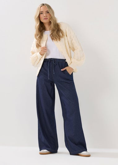 Long Tall Sally Indigo Blue Tie Waist Wide Leg Jeans