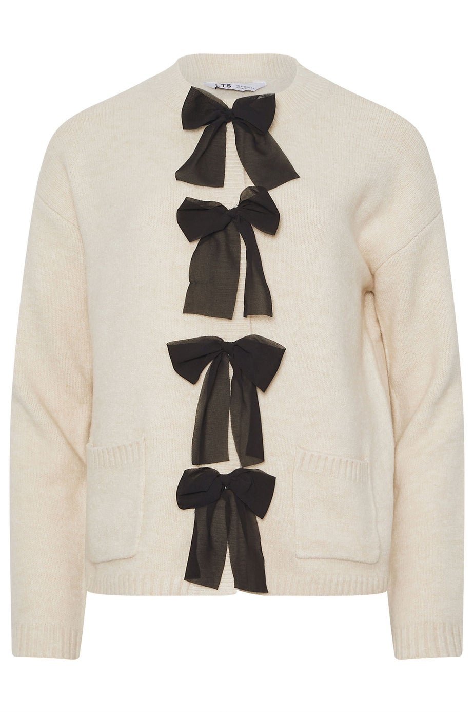 Long Tall Sally Cream Knitted Bow Front Cardigan