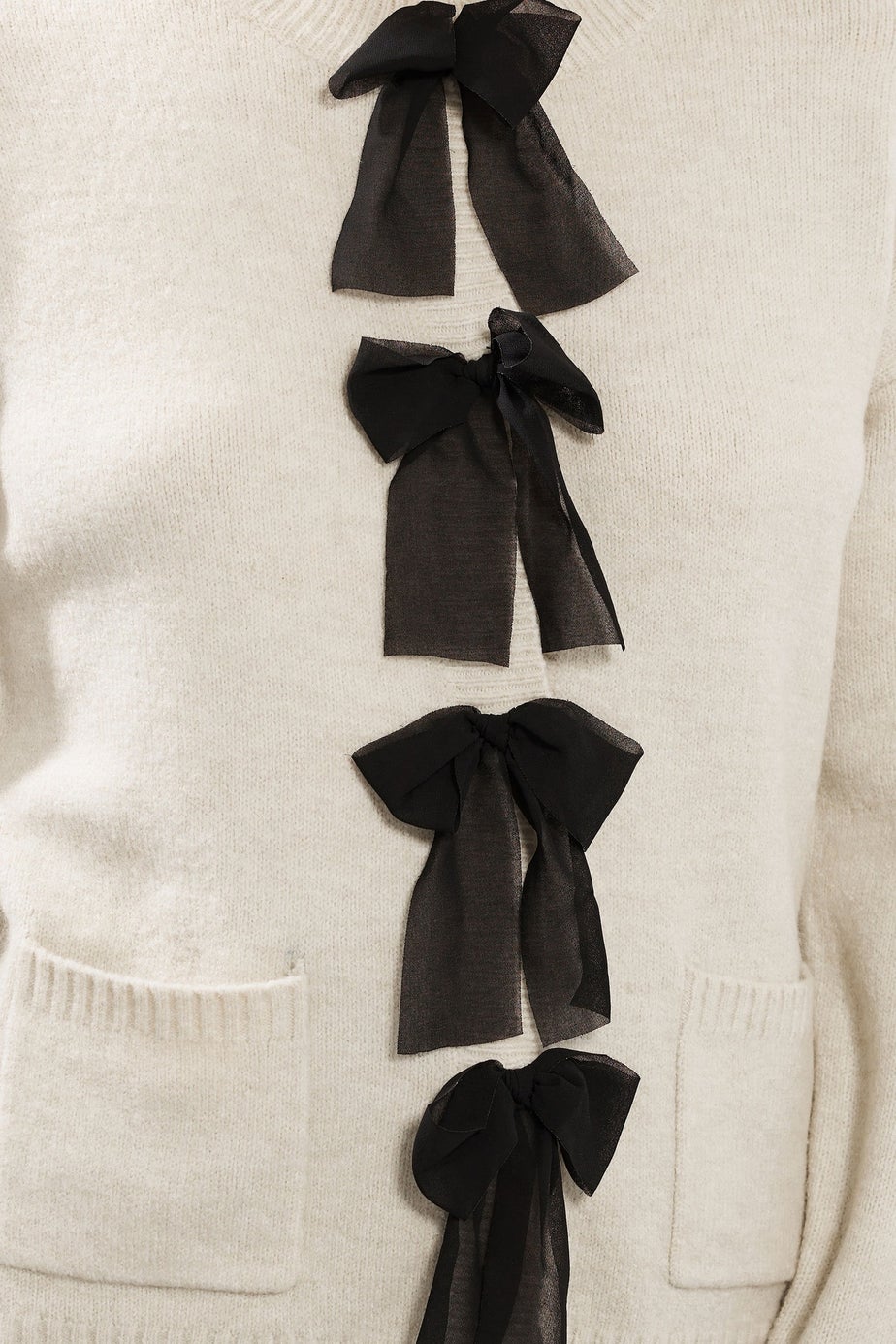 Long Tall Sally Cream Knitted Bow Front Cardigan