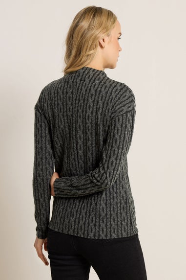Long Tall Sally Charcoal Grey Knit Funnel Top