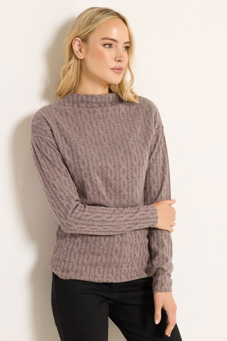 Long Tall Sally Light Pink Knit Funnel Top