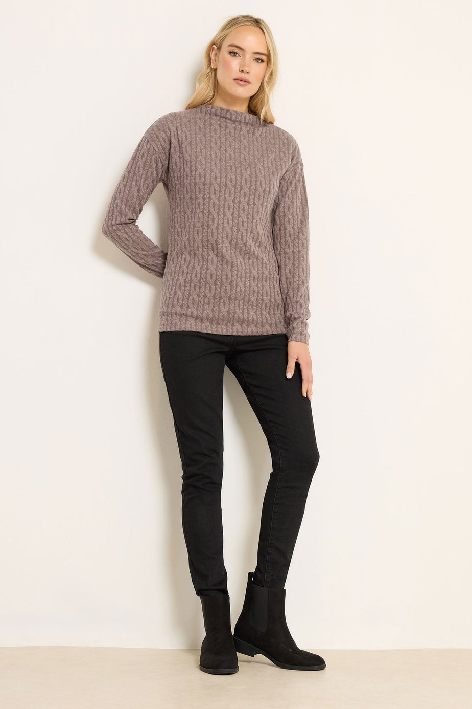 Long Tall Sally Light Pink Knit Funnel Top