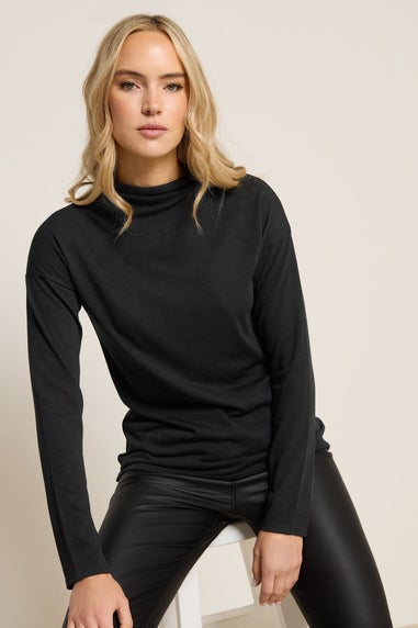Long Tall Sally Black Knit Funnel Neck Top