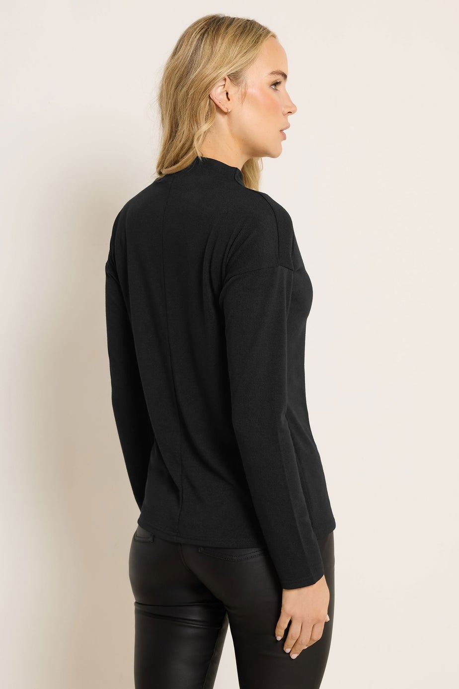 Long Tall Sally Black Knit Funnel Neck Top