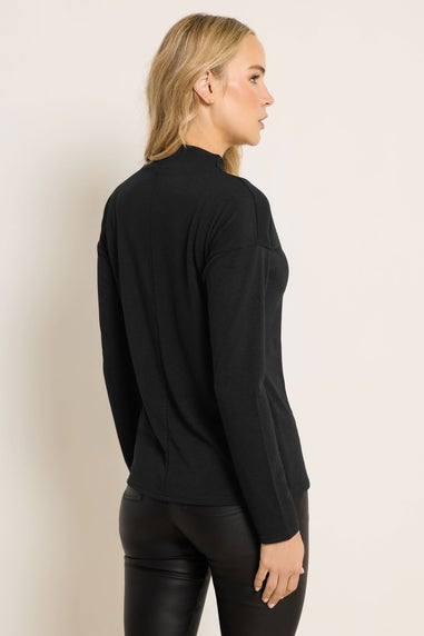 Long Tall Sally Black Knit Funnel Neck Top