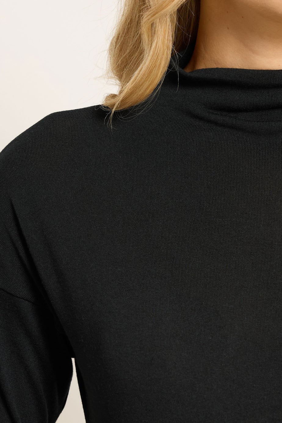 Long Tall Sally Black Knit Funnel Neck Top
