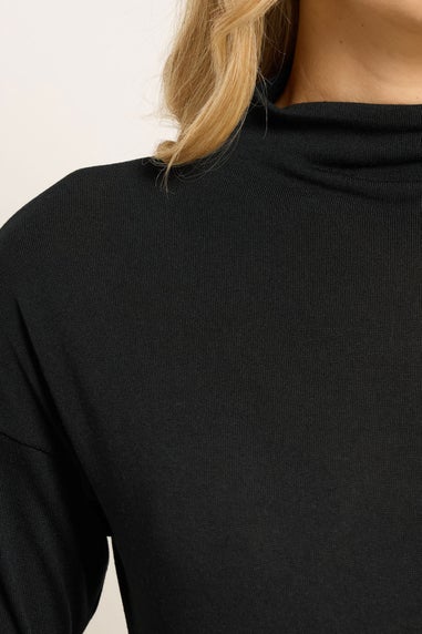 Long Tall Sally Black Knit Funnel Neck Top