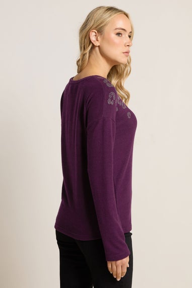 Long Tall Sally Purple Soft Touch Animal Embellished Jumper