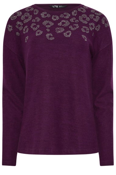 Long Tall Sally Purple Soft Touch Animal Embellished Jumper