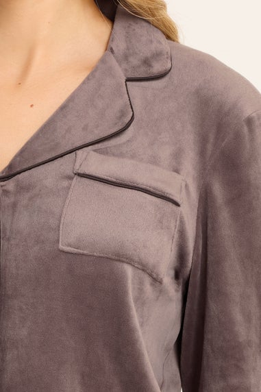 Long Tall Sally Chocolate Brown Super Soft Button Pyjama Set