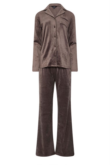 Long Tall Sally Chocolate Brown Super Soft Button Pyjama Set