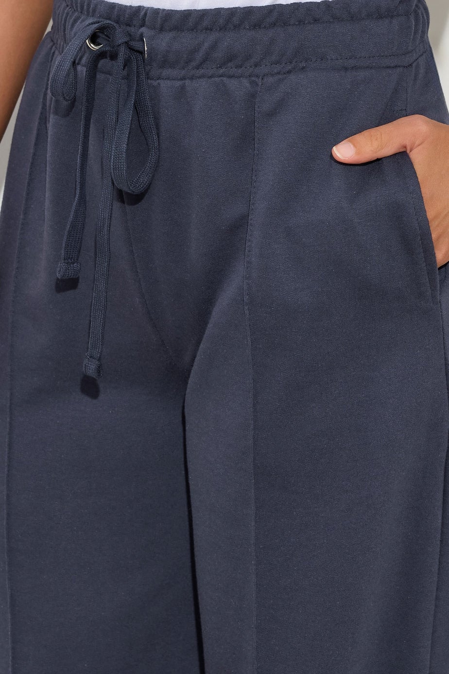 Long Tall Sally Navy Blue Seam Front Wide Leg Joggers