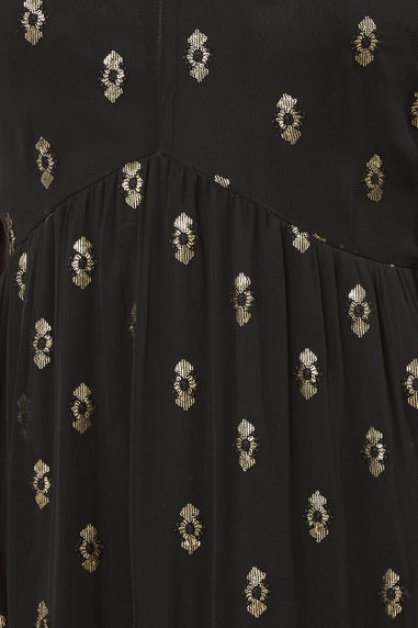 Long Tall Sally Black Sequin Spot Smock Maxi Dress