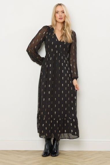 Long Tall Sally Black Sequin Spot Smock Maxi Dress