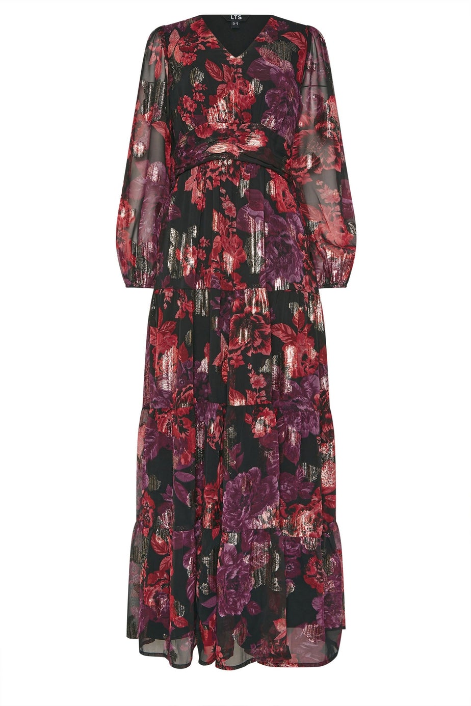 Long Tall Sally Black Rose Jacquard Metallic Maxi Dress