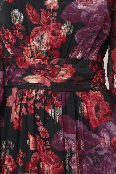 Long Tall Sally Black Rose Jacquard Metallic Maxi Dress