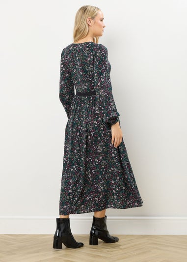 Long Tall Sally Dark Green Floral Lace Trim Maxi Dress