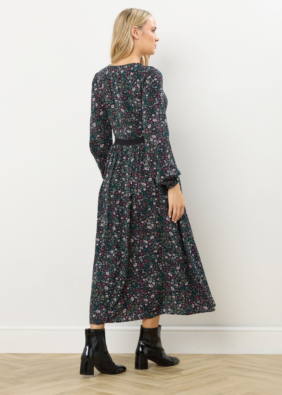 Long Tall Sally Dark Green Floral Lace Trim Maxi Dress