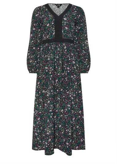 Long Tall Sally Dark Green Floral Lace Trim Maxi Dress