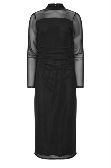 Long Tall Sally Black Mesh High Neck Midi Dress