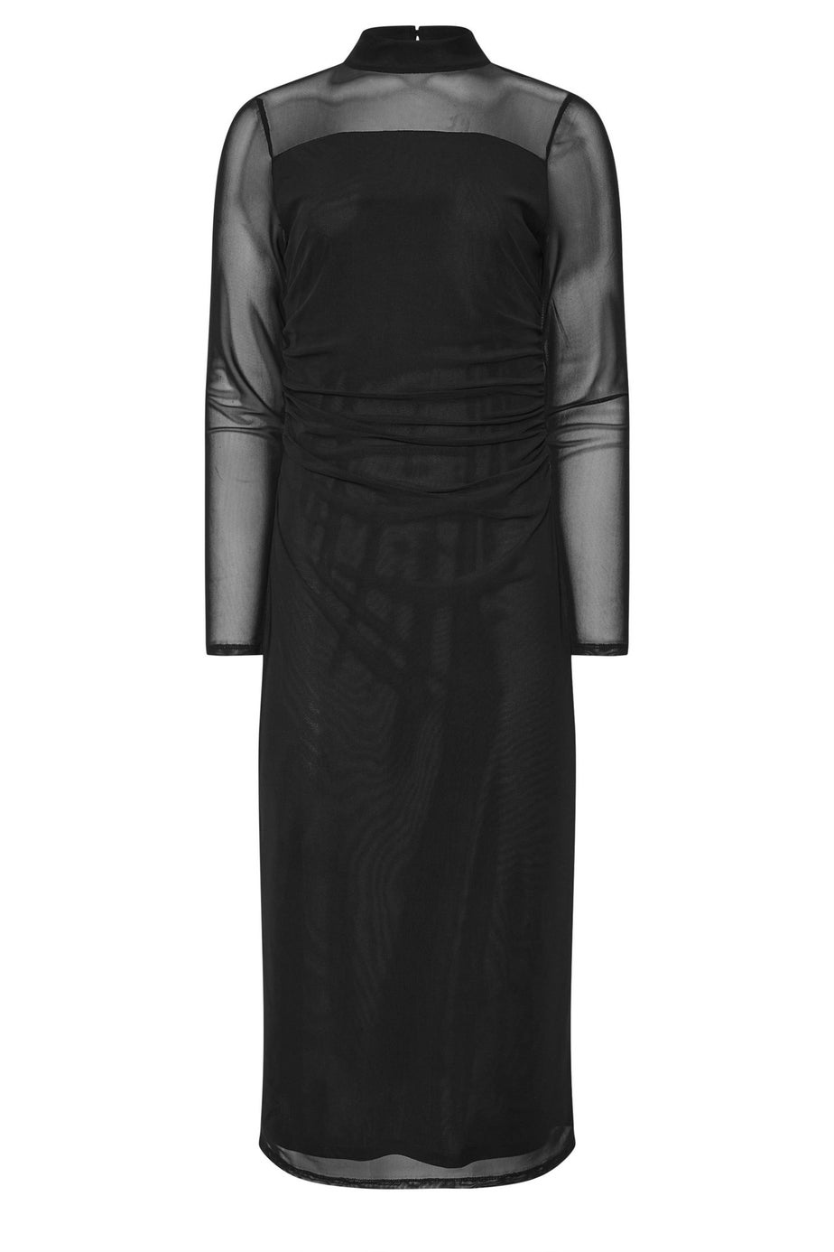 Long Tall Sally Black Mesh High Neck Midi Dress