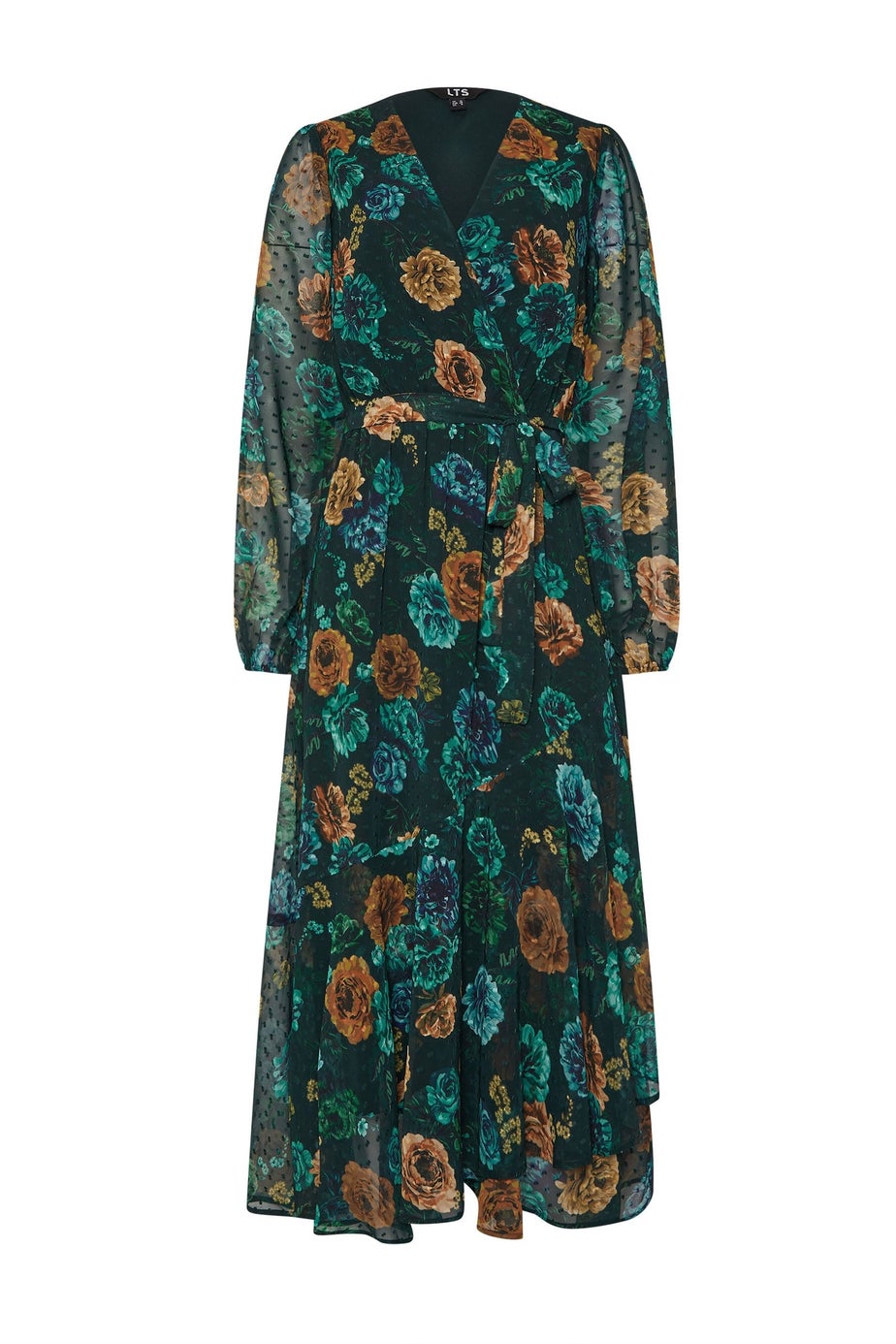Long Tall Sally Dark Green Floral Chiffon Dobby Dress