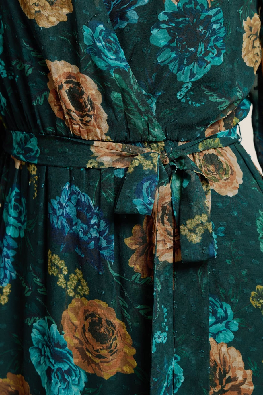 Long Tall Sally Dark Green Floral Chiffon Dobby Dress