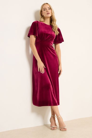 Long Tall Sally Red Velour Midi Tea Dress
