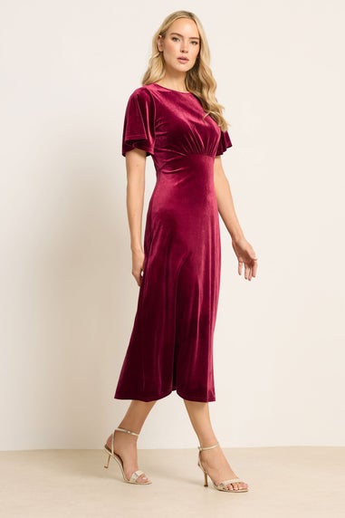 Long Tall Sally Red Velour Midi Tea Dress