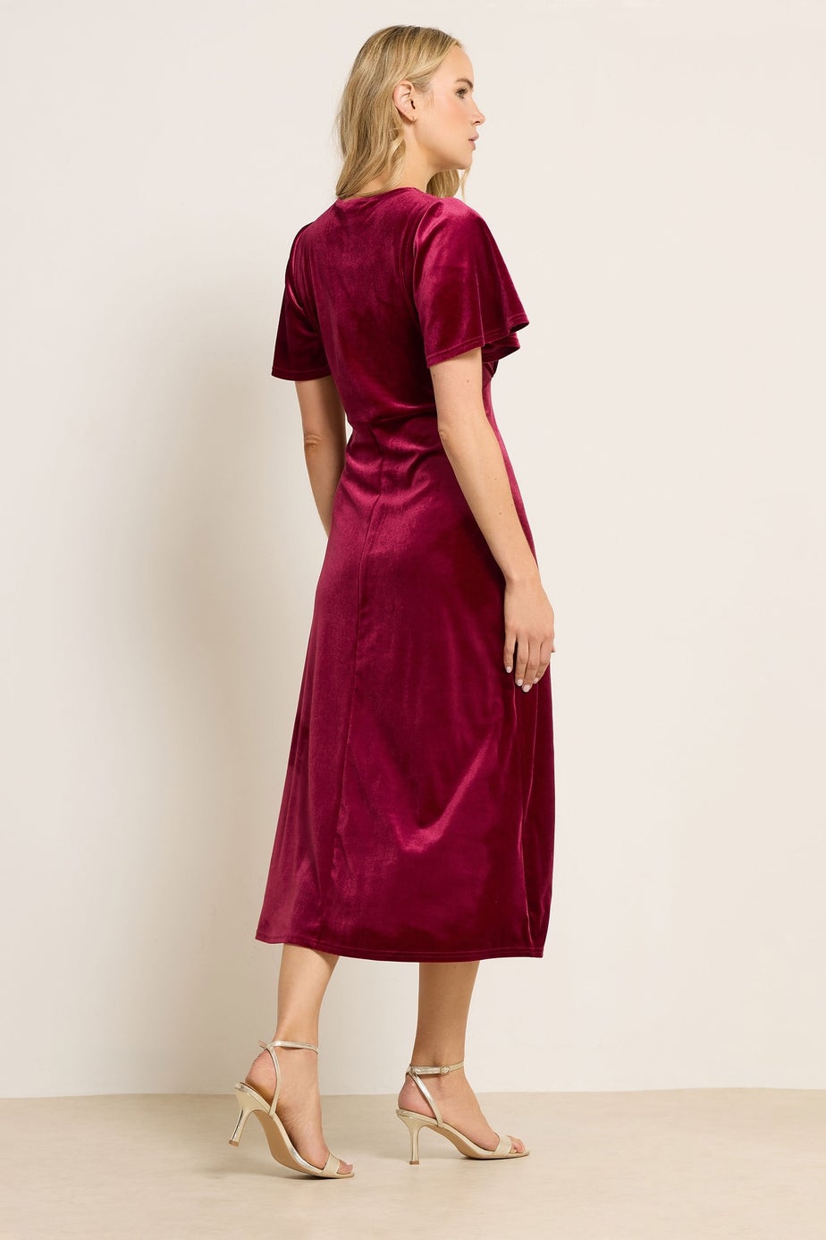 Long Tall Sally Red Velour Midi Tea Dress