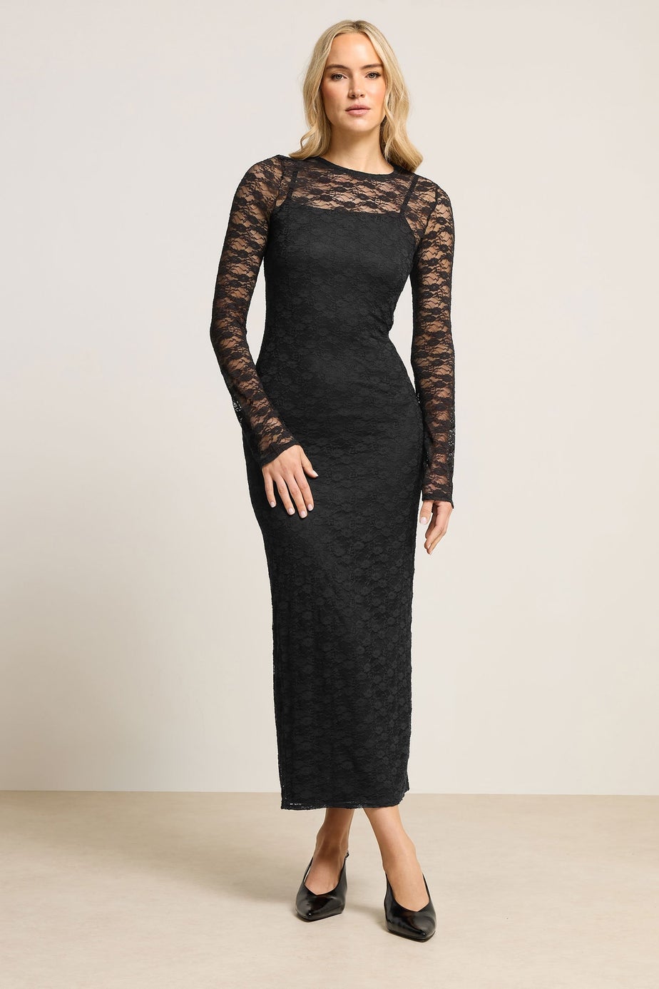 Long Tall Sally Black Lace Maxi Dress
