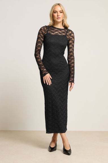 Long Tall Sally Black Lace Maxi Dress