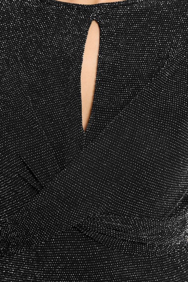 Long Tall Sally Black Glitter Sparkle Twist Maxi Dress