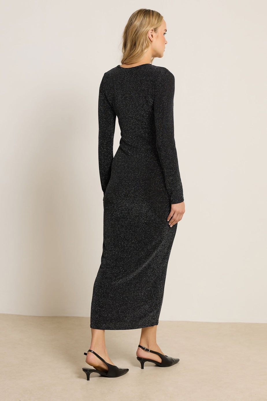 Long Tall Sally Black Glitter Sparkle Twist Maxi Dress