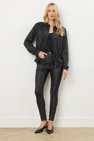 Long Tall Sally Black Jacquard Bomber Jacket