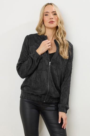 Long Tall Sally Black Jacquard Bomber Jacket