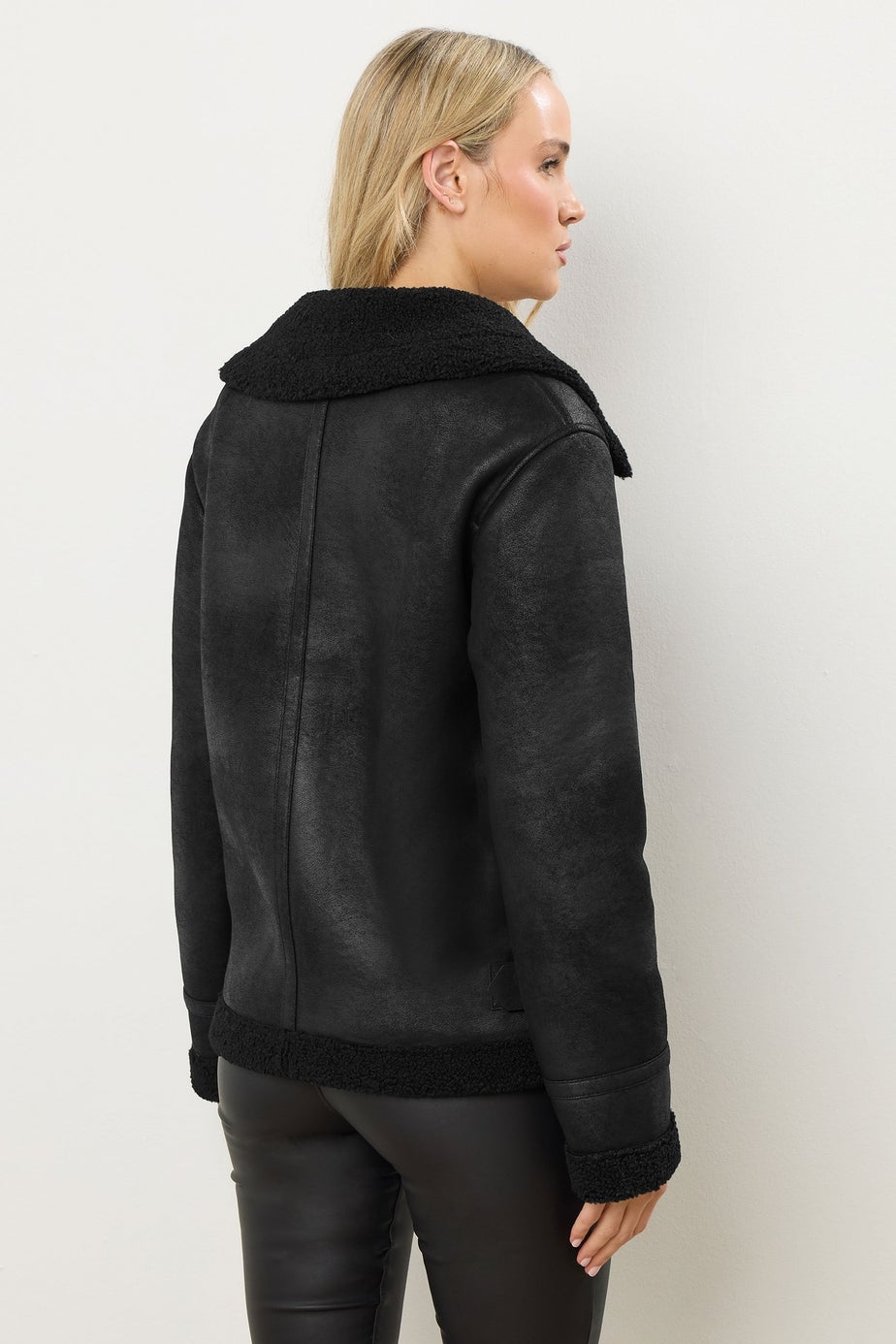 Long Tall Sally Black Aviator Taped Seam Jacket