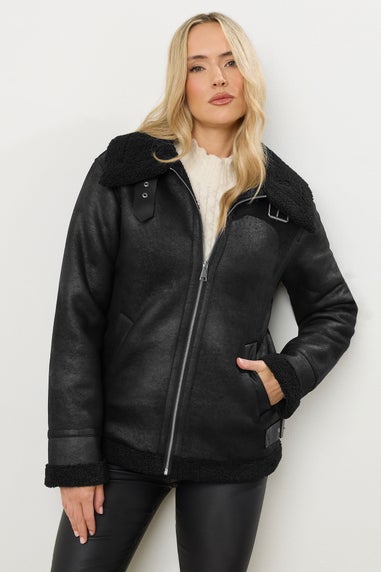 Long Tall Sally Black Aviator Taped Seam Jacket