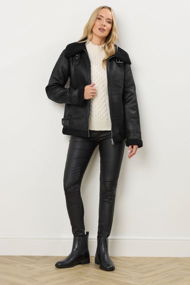 Long Tall Sally Black Aviator Taped Seam Jacket
